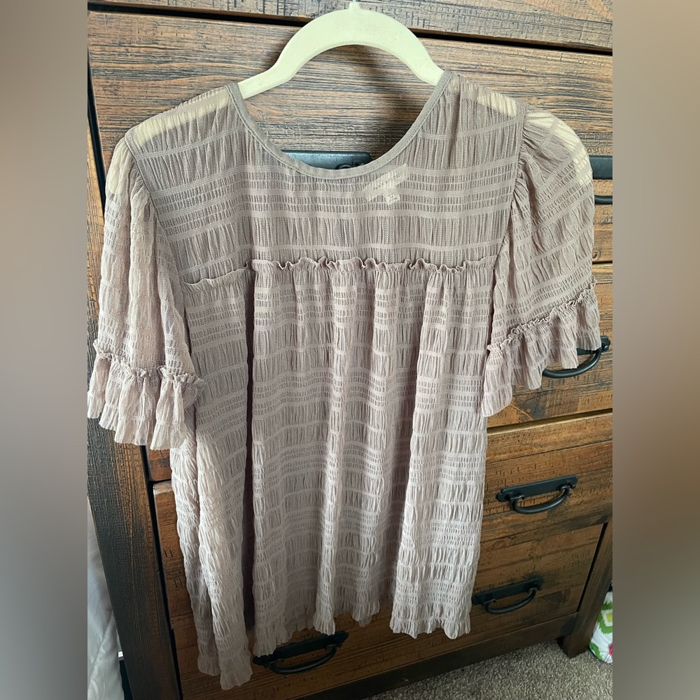 Elegant Mocha Ruffle Sleeve Top